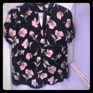 Open neck short sleeve blouse